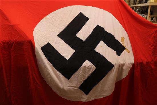 A large Nazi banner